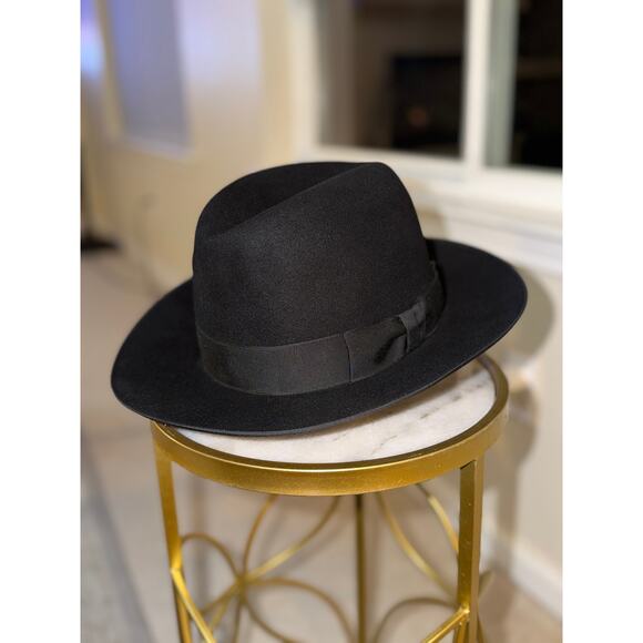 Optimo Chicago Premium Beaver Felt Fedora – Size 7½ (60 cm) – Black – Wide Brim - Picture 5 of 11